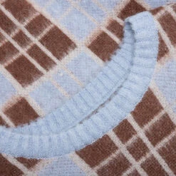 Checked Mohair Sweater - Blue -Fashion Clothing Store Awake NY Checked Mohair Sweater Blue AWK FW22 KN004 BLU 11 27 22 Feature VR 5