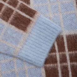 Checked Mohair Sweater - Blue -Fashion Clothing Store Awake NY Checked Mohair Sweater Blue AWK FW22 KN004 BLU 11 27 22 Feature VR 6