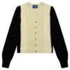 Contrast Panel Wool Cardigan - Ivory/Black