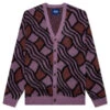 Wavy Jacquard Mohair Cardigan - Pink/Rust