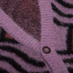 Wavy Jacquard Mohair Cardigan - Pink/Rust -Fashion Clothing Store Awake NY Wavy Jacquard Mohair Cardigan Pink Rust AWK SP23 KN001 PIN 05 31 23 Feature KN 7