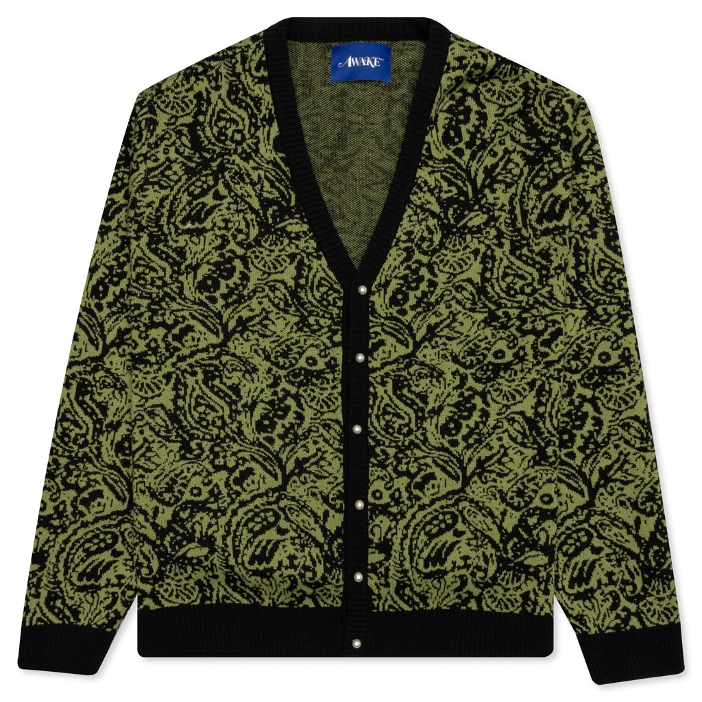 Awake Paisley Cardigan - Black 1 Awake Paisley Cardigan - Black