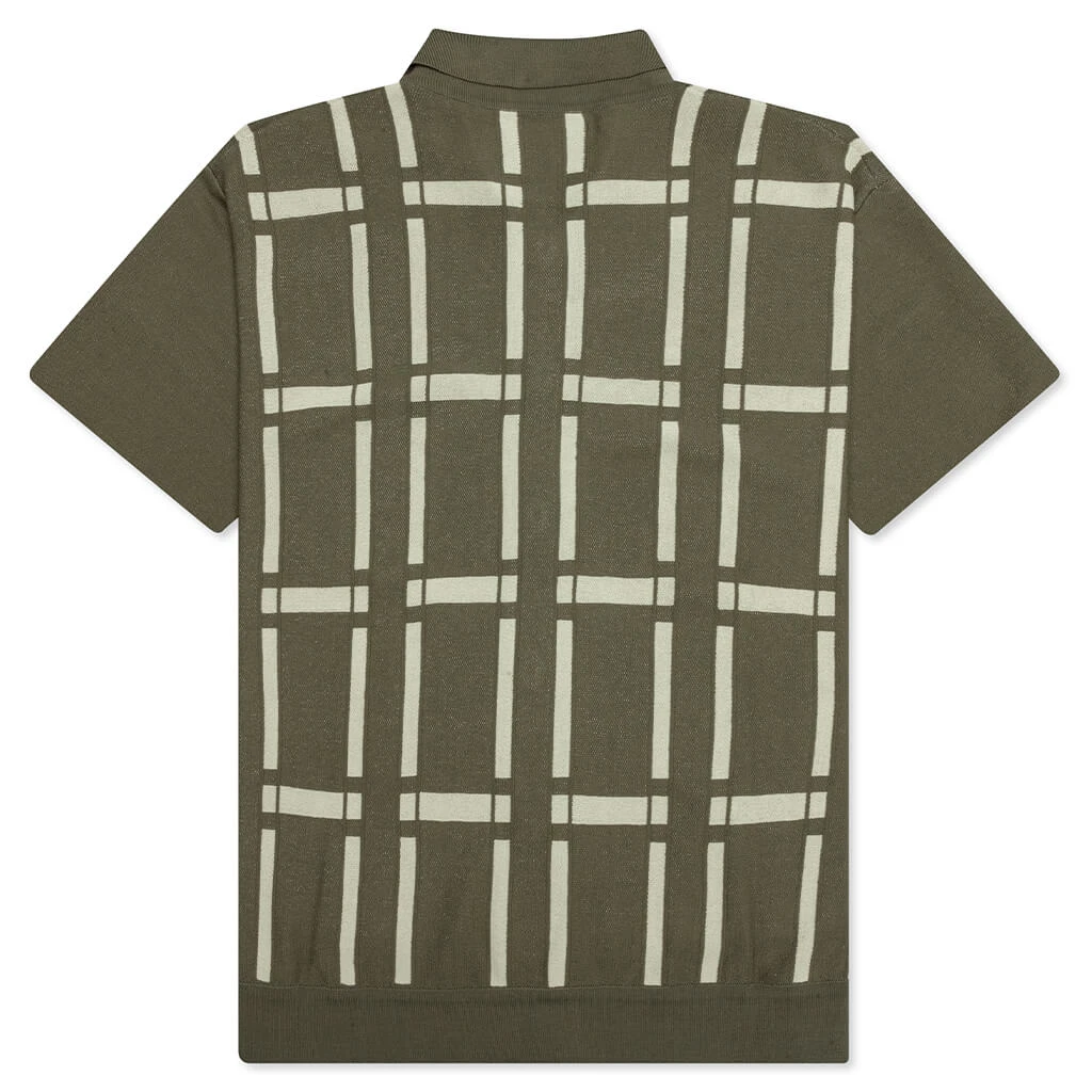 Awake Windowpane Short Sleeve Cardigan - Sand/Light Yellow 2 Awake Windowpane Short Sleeve Cardigan - Sand/Light Yellow - Image 2