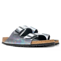 Birkenstock Women's Narrow Vegan Arizona Birko-Flor - Iridescent/Black -Fashion Clothing Store Birkenstock Narrow Arizona Birko Flor Iridescent Black 1021251 07 02 22 Feature JORDAN 4