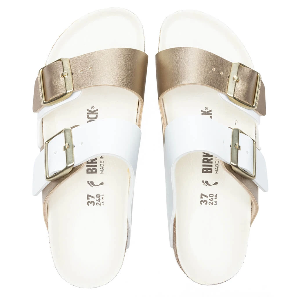 Birkenstock Women's Narrow Arizona Split Birko-Flor - White/Gold 2 Birkenstock Women's Narrow Arizona Split Birko-Flor - White/Gold - Image 2