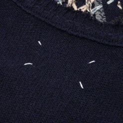 Maison Margiela Crewneck - Navy/Grey/Dark Green -Fashion Clothing Store Crewneck Navy Grey Dark Green S67HL0001 S18327 001F 09 14 23 Feature KN 6