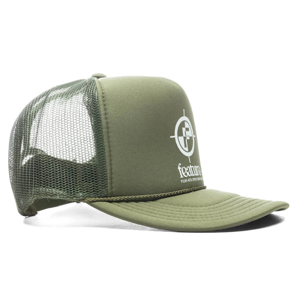 Crosshair Trucker Hat - Olive Green 3 Crosshair Trucker Hat - Olive Green - Image 3