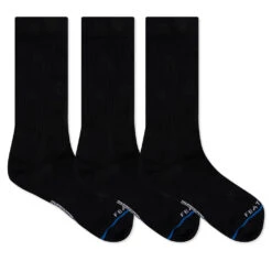 Tonal Script Crew Sock - Black (3-Pack)