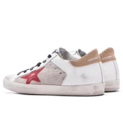 Golden Goose Women's Super-Star - Taupe/Red/Light Brown -Fashion Clothing Store Golden Goose Women s Super Star Taupe Red Light Brown GWF00103.F003161.15374 12 28 22 Feature VR 4