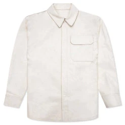 Helmut Lang Leather Cargo Shirt Jacket - Cracked/White