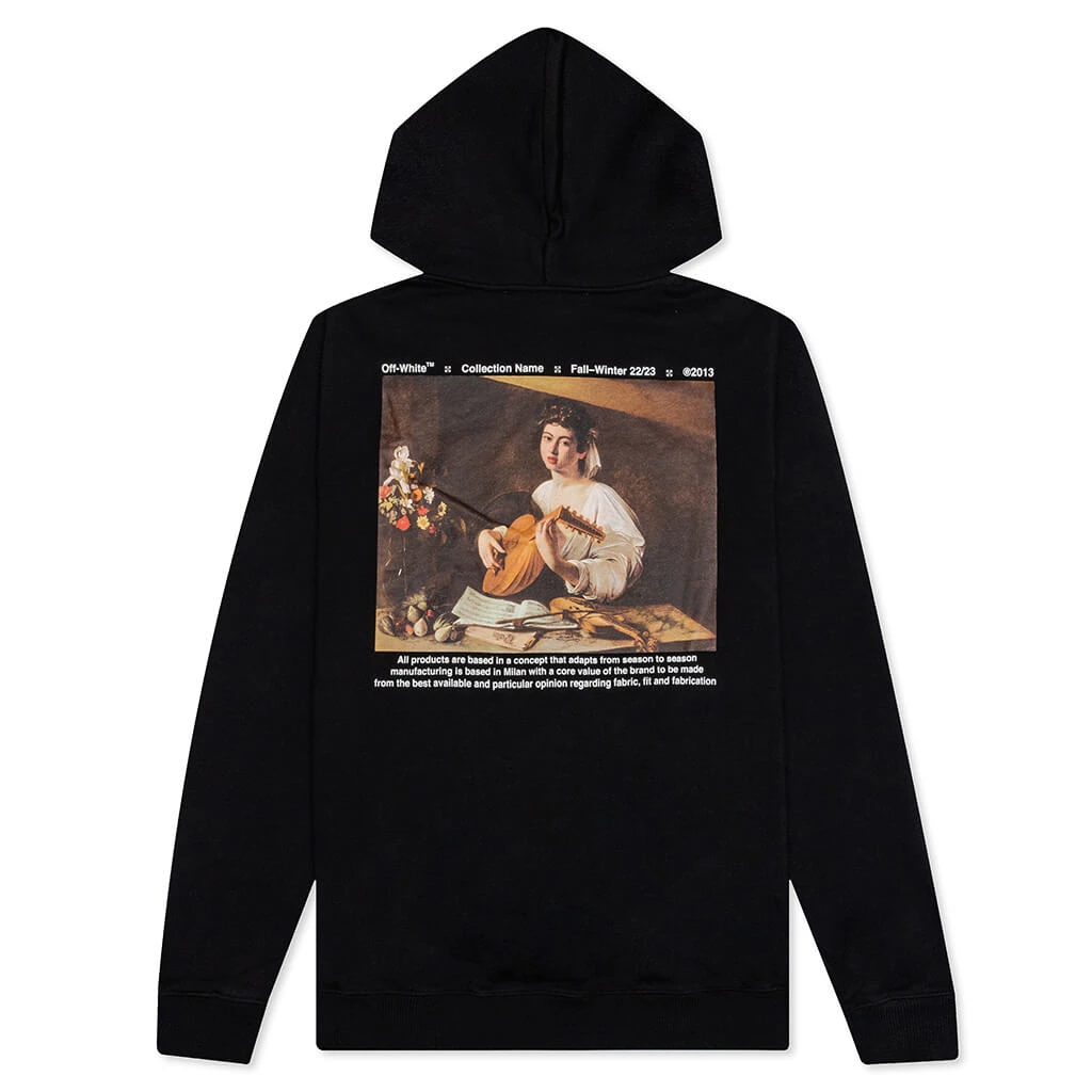 Caravaggio Lute Slim Hoodie - Black/White 2 Caravaggio Lute Slim Hoodie - Black/White - Image 2