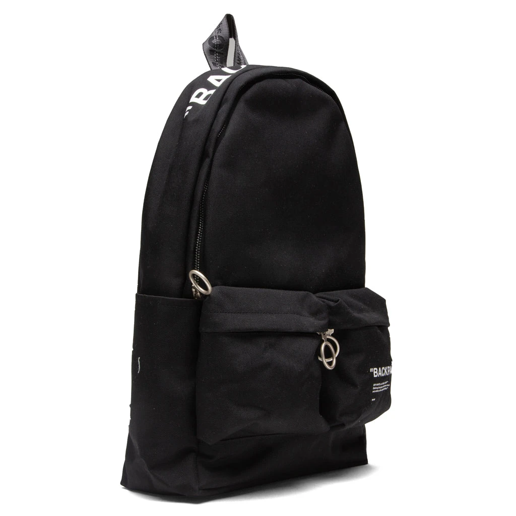 Quote Tote Backpack - Black/White 2 Quote Tote Backpack - Black/White - Image 2