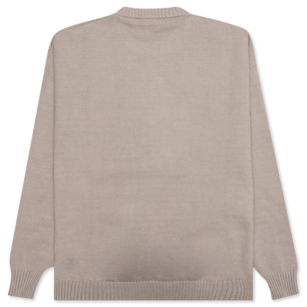 OW Logo Allover Knit Crew - Abbey Stone 2 OW Logo Allover Knit Crew - Abbey Stone - Image 2