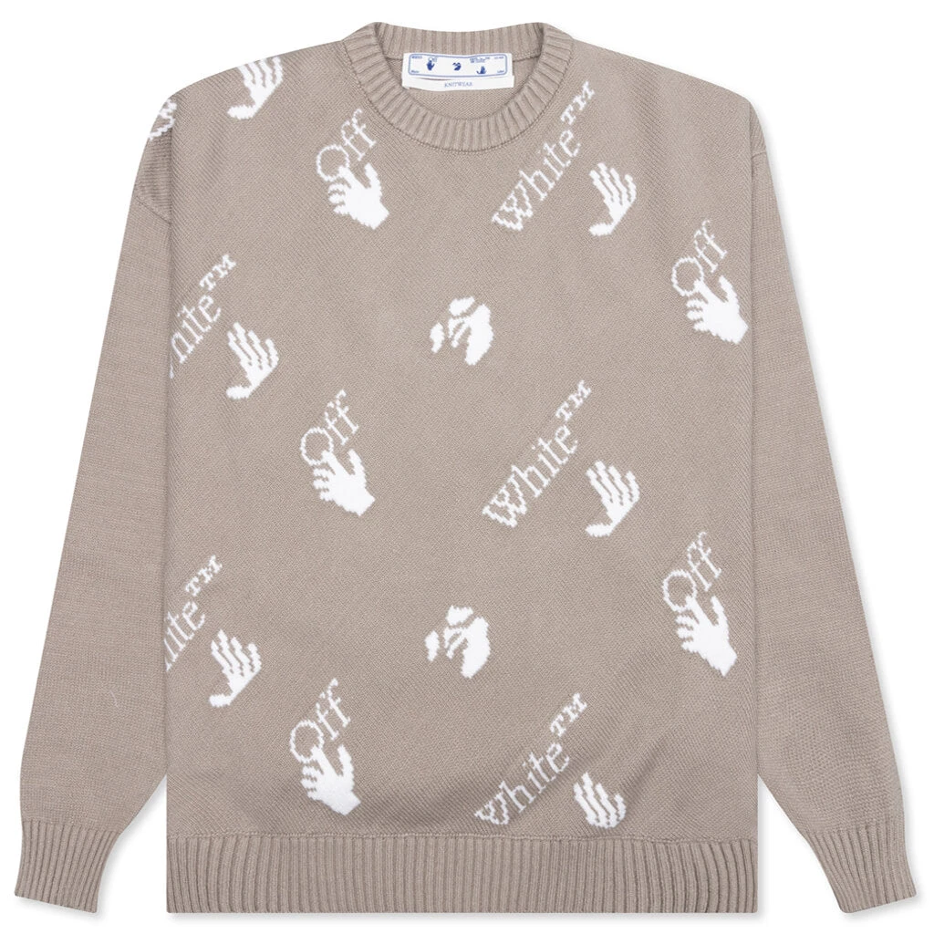 OW Logo Allover Knit Crew - Abbey Stone 1 OW Logo Allover Knit Crew - Abbey Stone