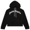 Palm Angels Curved Logo Hoodie - Black/White