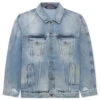 Palm Angels Light Wash Sunset Loose Denim Jacket - Blue/Brown