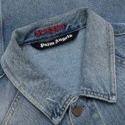 Palm Angels Light Wash Sunset Loose Denim Jacket - Blue/Brown -Fashion Clothing Store Palm Angels Light Wash Sunset Loose Denim Pant Blue Brown PMYE038S23DEN0024560 05 09 23 Feature KN 8