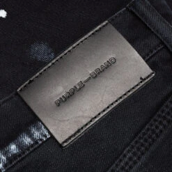 P001 - Black Resin Knee Slit -Fashion Clothing Store Purple Denim P001 Black Resin Knee Slit P001 BRKS122 12 22 2021 01 3