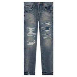 Purple Denim P001 - Indigo Four Pocket Destroy W/ Silicone Outline