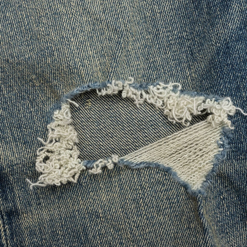 P001 - Mid Indigo Frayed Blowouts 3 P001 - Mid Indigo Frayed Blowouts - Image 3