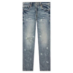 Purple Denim Mid Indigo Acid Bleach