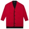 Raf Simons Big Ribbed Knit Cardigan With Fabric Lining - Red