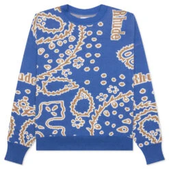 Rhude Bandana Knit Crewneck - Light Blue