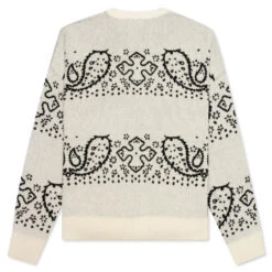 Rhude Bandana Stripe Cardigan - Creme/Black -Fashion Clothing Store Rhude Bandana Stripe Cardigan Creme Black RHSS22CA01037422 04 08 22 Feature 7