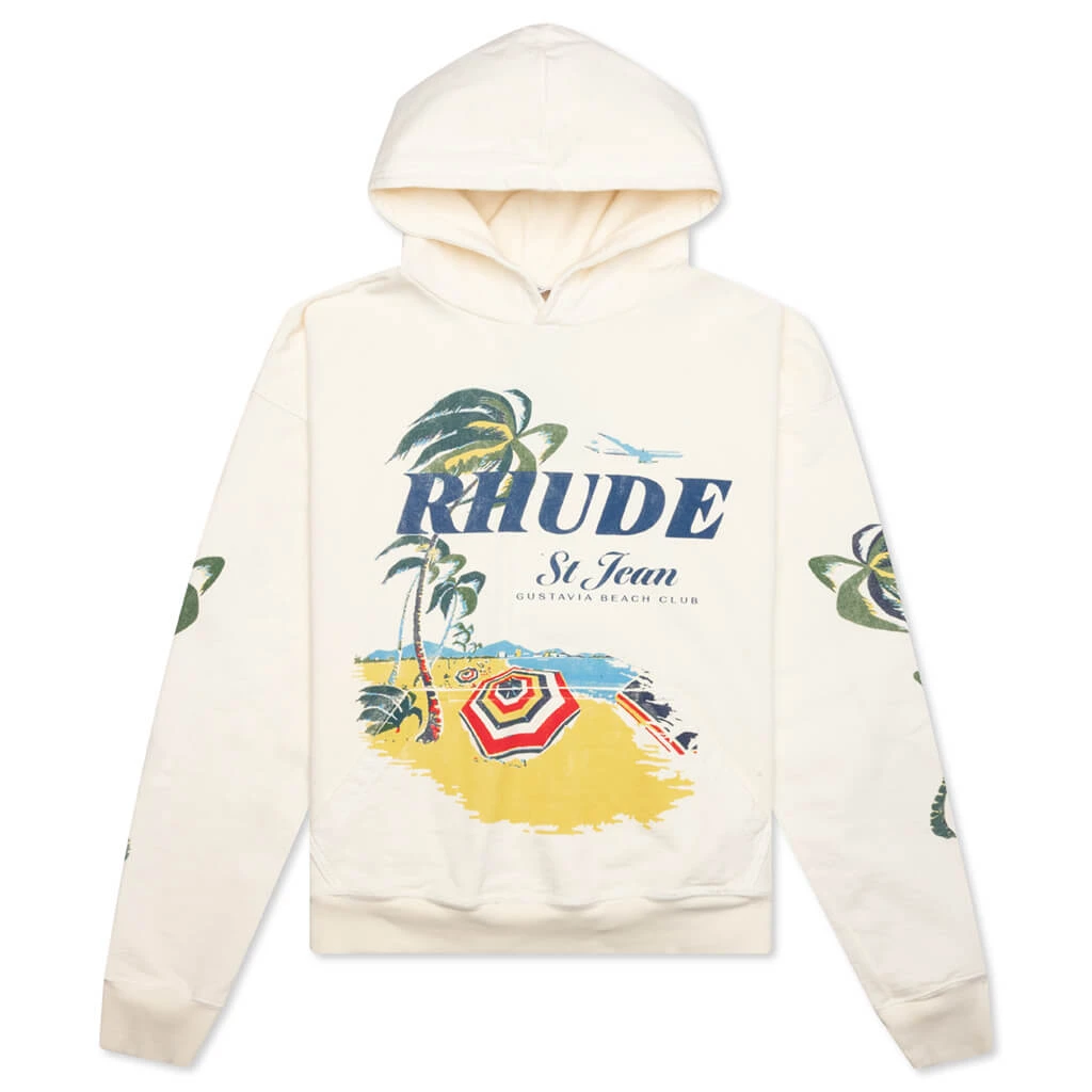 Rhude Beach Club Hoodie - Vintage White 1 Rhude Beach Club Hoodie - Vintage White