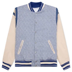 Rhude Jacquard Lightning Bomber - Multi Blue/Ivory