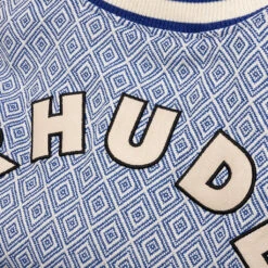 Rhude Jacquard Lightning Bomber - Multi Blue/Ivory -Fashion Clothing Store Rhude Jacquarded Lightning Bomber Multi Blue RHPS23JA028281861186 07 27 23 Feature KN 6