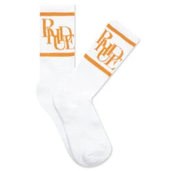 Rhude Scramble Logo Sock - White/Mustard