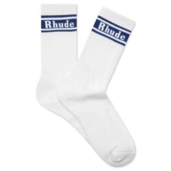 Rhude Stripe Logo Sock - White/Navy