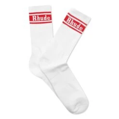 Rhude Stripe Logo Sock - White/Red
