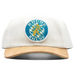 Rhude Suede Crest 6 Panel Cap - Creme/Tan