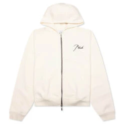 Rhude Zip Up Hoodie - Vintage White
