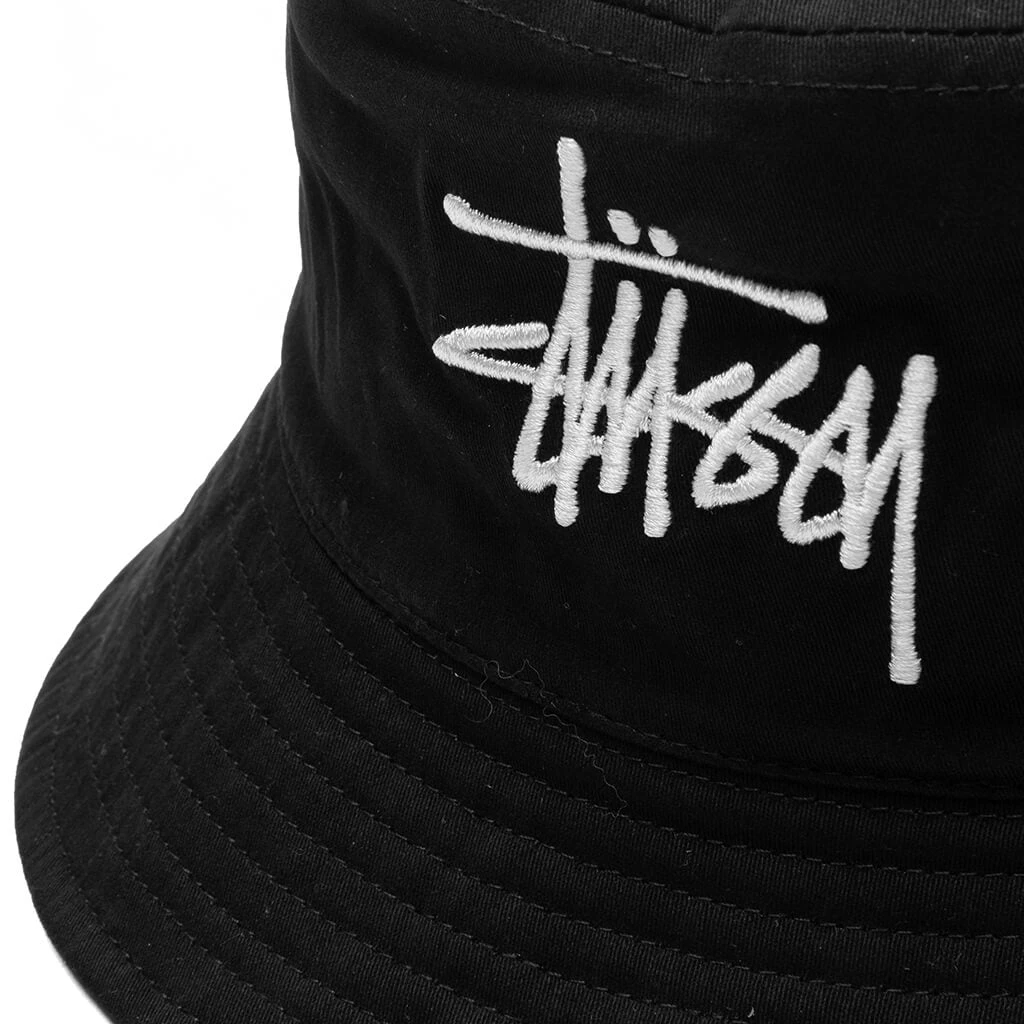 Stussy Brushed Big Basic Bucket Hat - Black 2 Stussy Brushed Big Basic Bucket Hat - Black - Image 2