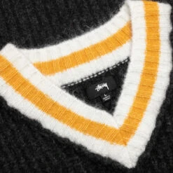 Stussy Mohair Tennis Sweater - Charcoal -Fashion Clothing Store Stussy Mohair Tennis Sweater Charcoal 117142 CHAR 10 28 23 Feature KN 8