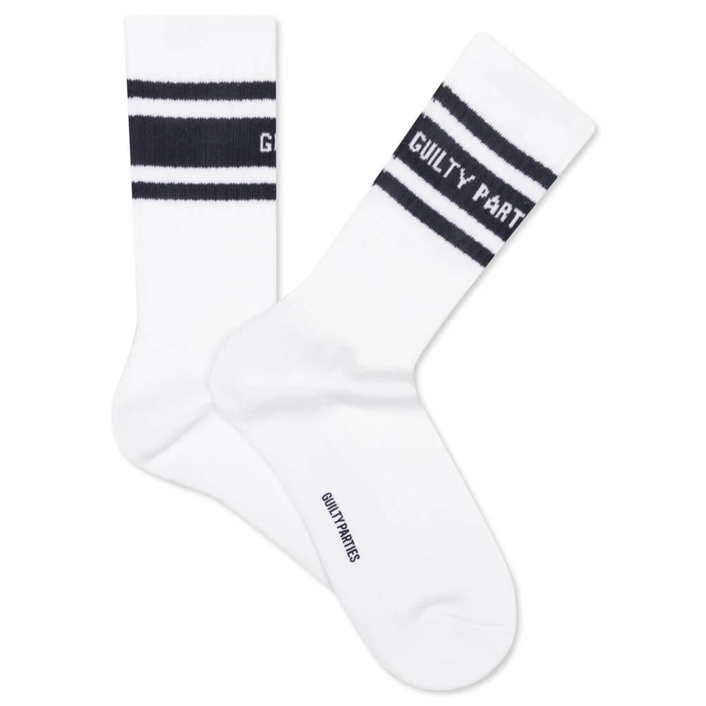 Skater Socks Type 3 - White/Navy 1 Skater Socks Type 3 - White/Navy