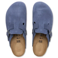 Birkenstock Women's Narrow Boston Suede Embossed - Indigo Blue 7 Birkenstock Women's Narrow Boston Suede Embossed - Indigo Blue -Fashion Clothing Store Women s Narrow Boston Suede Corduroy Indigo 1026182 08 06 23 Feature VR