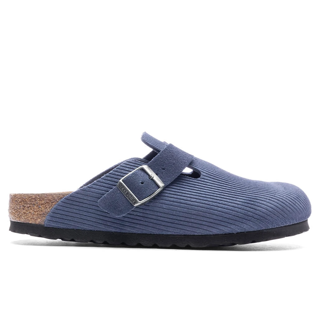 Birkenstock Women's Narrow Boston Suede Embossed - Indigo Blue 1 Birkenstock Women's Narrow Boston Suede Embossed - Indigo Blue