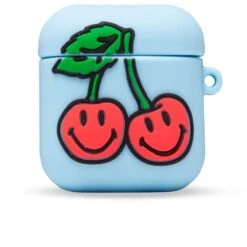 Chinatown Smiley Cherry Airpods Case - Light Blue