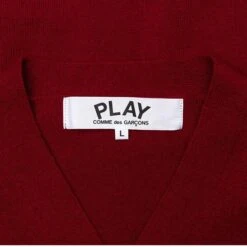 Double Heart Cardigan - Burgundy -Fashion Clothing Store comme des garcons play double heart cardigan burgundy 2