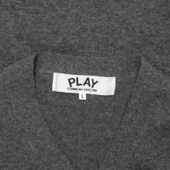 Double Heart Cardigan - Grey -Fashion Clothing Store comme des garcons play double heart cardigan grey 2