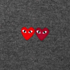 Double Heart Cardigan - Grey -Fashion Clothing Store comme des garcons play double heart cardigan grey 3