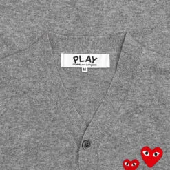 Duo Heart Cardigan - Grey -Fashion Clothing Store comme des garcons play duo heart cardigan grey 2