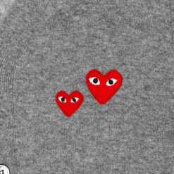 Duo Heart Cardigan - Grey -Fashion Clothing Store comme des garcons play duo heart cardigan grey 3