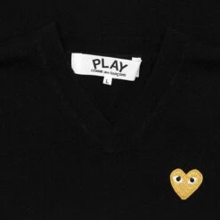 Gold Heart Sweater - Black -Fashion Clothing Store comme des garcons play gold heart sweater black 2