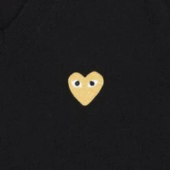 Gold Heart Sweater - Black -Fashion Clothing Store comme des garcons play gold heart sweater black 3