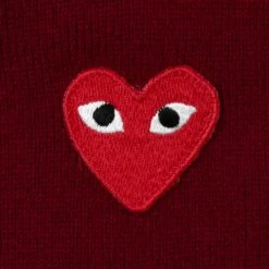 Knit Cardigan Red Heart - Burgundy -Fashion Clothing Store comme des garcons play knit cardigan red heart burgundy 3
